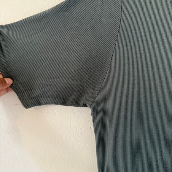 Bohme Essentials Short Sleeve Tiered Ribbed‎ Maxi Dress Green Gray Size XLarge - Picture 8 of 16